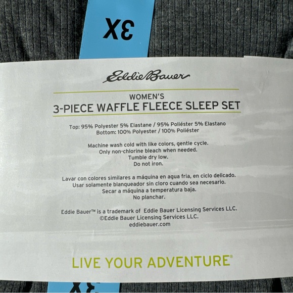 Eddie Bauer Ladies 3 Pc. Sleep Set Waffle Fleece RED PLAID 3XL - Picture 4 of 8